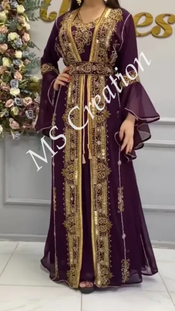 SALE Moroccan Takchita with Crystal Hand Work Traditional Embroidered Caftan 427