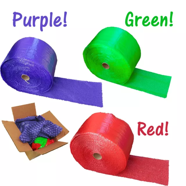 3 Colors! 3/16" Perforated Cushioning Colored Bubble Wrap Roll Packaging 12x12"