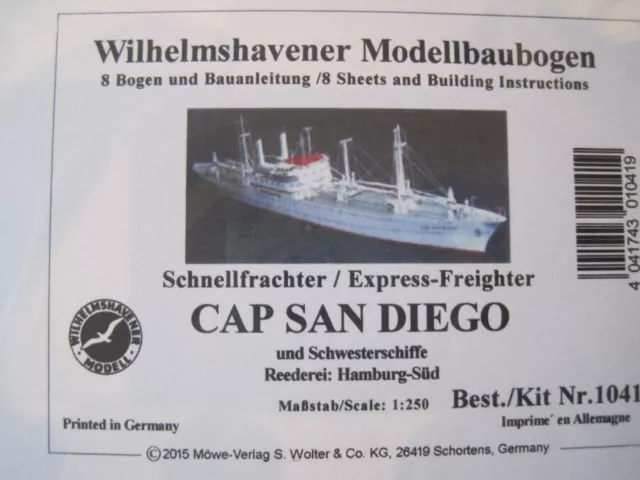 Cap San Diego Schiff Wilhelmshavener Modellbaubogen Bastelbogen Kartonmodell