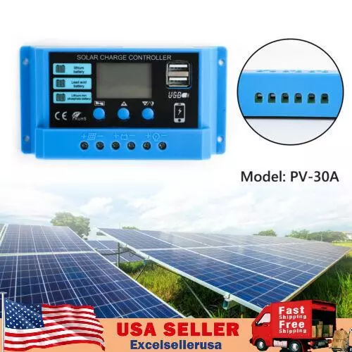 PWM 30A Solar Charge Controller PV Regulator For Lifepo4 Lithium Lead Acid Gel U