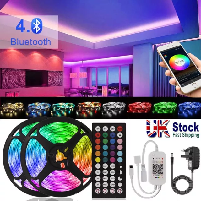 LED Strip Lights RGB Colour Changing Under Cabinet Lighting Bluetooth 1m-30m 10m