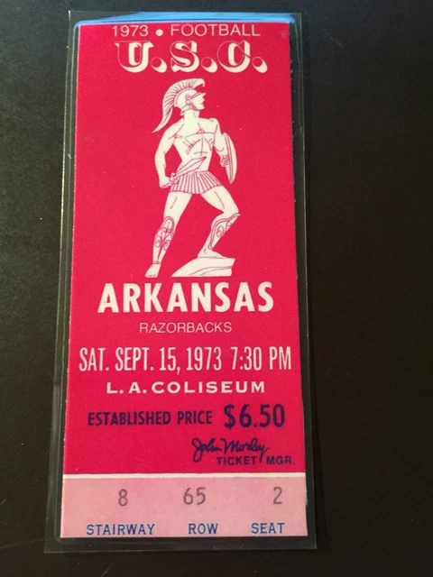 USC Trojans vs Arkansas Razorbacks 1973 college football REPLICA ticket