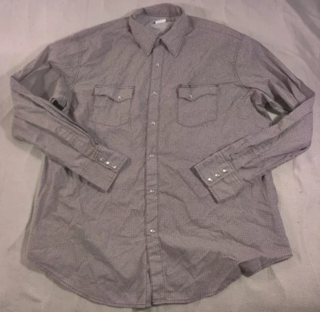 Wrangler Mens Shirt Red XL Wrancher Pearl Snap Western Flap Work Long Sleeve
