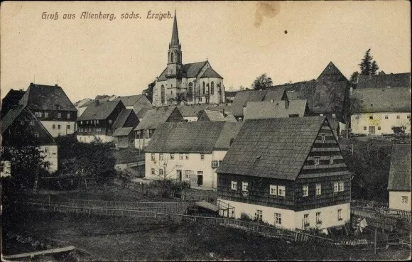 Ak Altenberg im Osterzgebirge, Blick auf den Ort, Kirche - 3855288