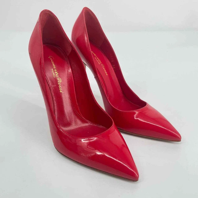 Gianvito Rossi Red Women's Pointed Toe Patent Leather Pump Heel Size 36