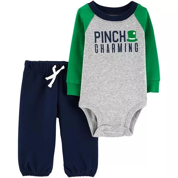 Carters Baby Boy St Patricks Day Pants Set Long Sleeve Bodysuit Outfit Size 3M