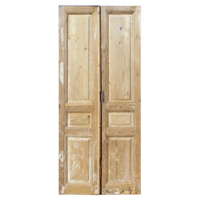 Pair of Salvaged 44" Solid French Doors, Antique Doors, NED2077