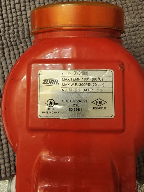 Zurn 3"(DN80) Check Valve F210 EX5981, Fire Riser Equipment