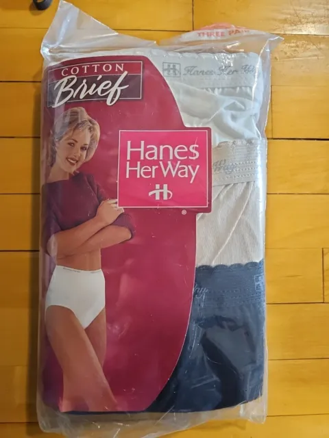 NEW HANES HER Way 1999 3 pr pack cotton briefs sz 8 panties granny  underwear $10.00 - PicClick
