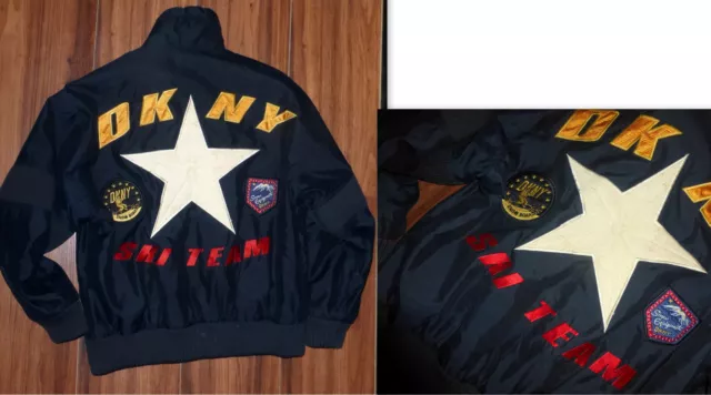 Vintage 90'S Dkny Donna Karan New York Poly "Ski Team" Jacket Patches Size S