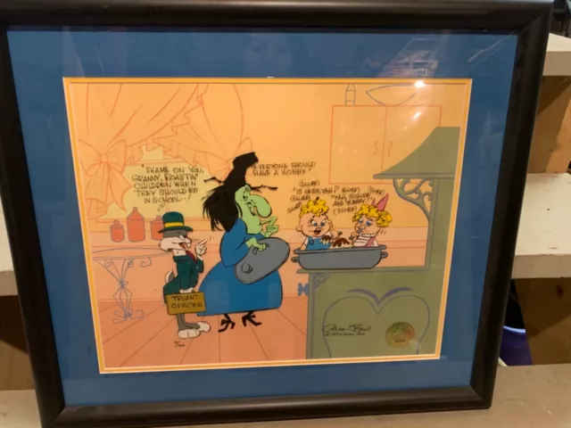 CHUCK JONES CEL BUGS AND WITCH HAZEL TRUANT OFFICER CEL SIGNED W/COA- Framed