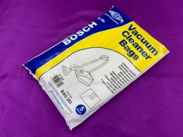 5 x BOSCH Hoover Type G High Filtration Cloth Vacuum Cleaner Dust Bags BAG262
