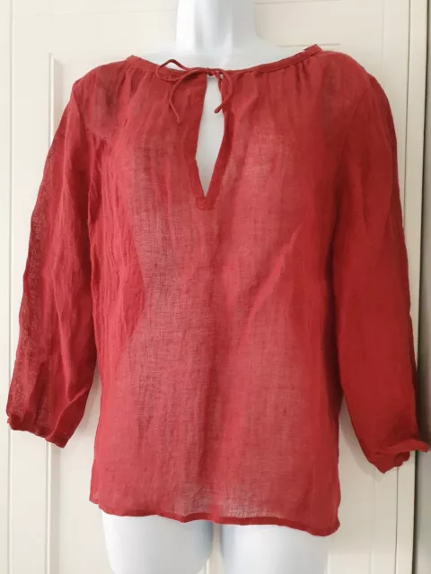 Eileen Fisher Chilli Damen-Krawatte aus rostigem Leinen Gaze luftig kastenförmig XS neu.