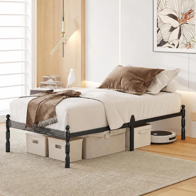 Simple Style Frame SINGLE BED FRAME 3ft Vintage Style Metal Platform Bed Frame Anti-Slip ...