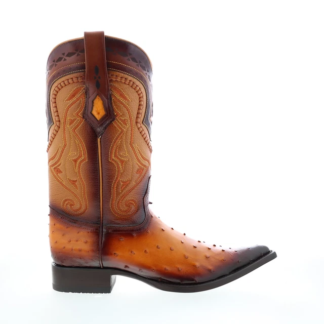 Los Altos Boots Red Ostrich Cowboy Boots - Botas De Avestruz