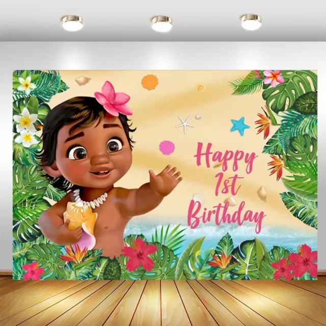 Baby Moana Photography Backdrop Girls 1st Birthday Party Photo Background Banner