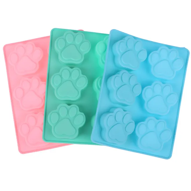 1Pc 6Cavities Lovely Dog Cat Paw Fondant Cake Silicone Mold DIY Baking Mould