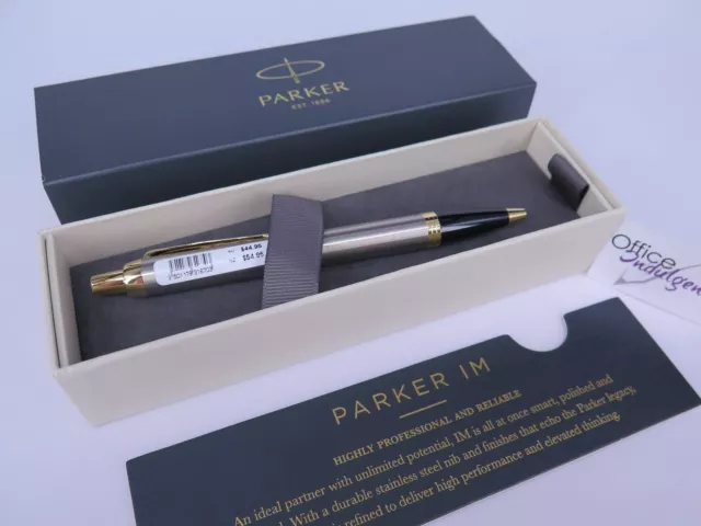 Parker IM Brushed Gold Metal Trim Ballpoint Pen Gift Boxed 1931670*