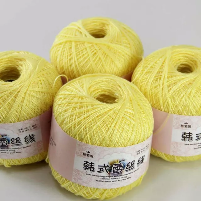 Luxurious 4ballsx50g Hand DIY Wear Cotton Lace Crochet Shawl Knitting Yarn 14