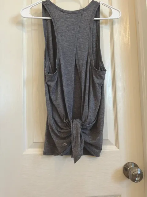Gap Fit Womens Small Athletic Tank Top Breathe Open Back Tie Back Heathered Gray