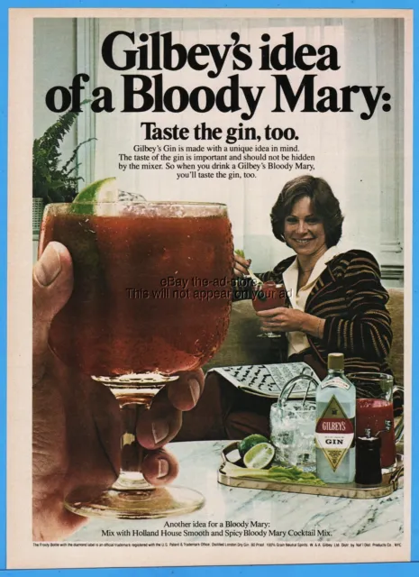 1980 Gilbey's Gin Bloody Mary cocktail crossword puzzle relax photo print ad