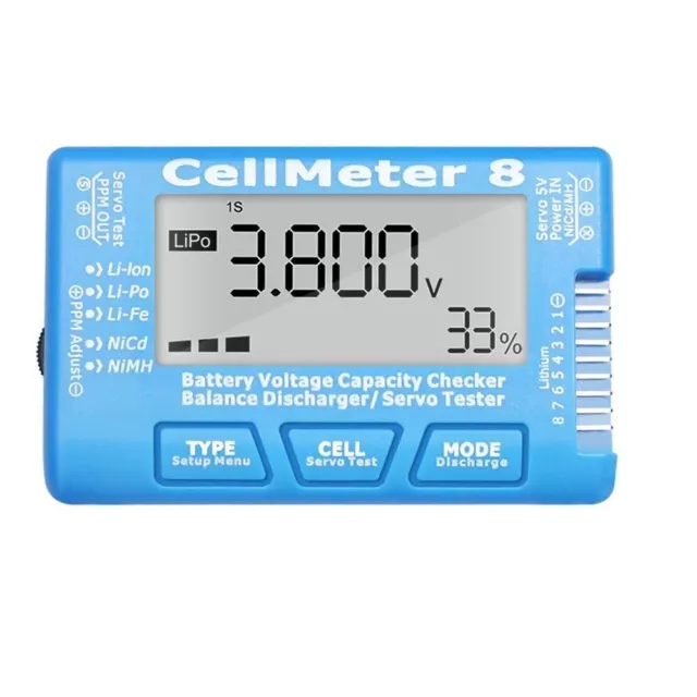 CellMeter 8 Digital battery Capacity Checker Voltage Tester For Lipo LiFe Li-Ion