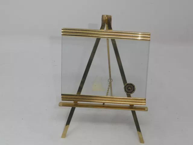 Vintage Mcm Brass & Glass Small Picture Photo Frame With Easel Made In Korea