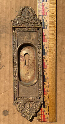 Vintage Ornate Brass Pocket Door Keyhole Key Hole Plate Cover Pull