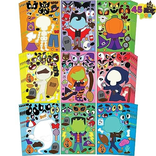 45 Pcs Halloween Make A Face Stickers, Halloween Decoration Make Your Own
