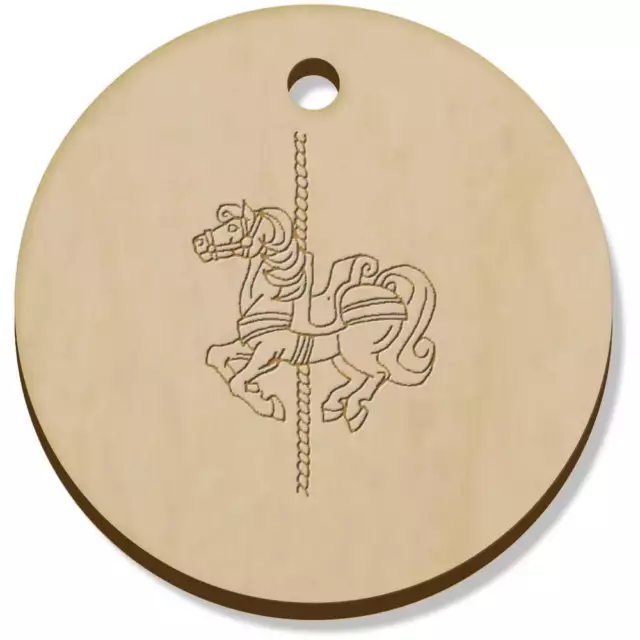 11 x 34mm 'Caballo de Carrusel' Colgante de Madera (PN00007479)