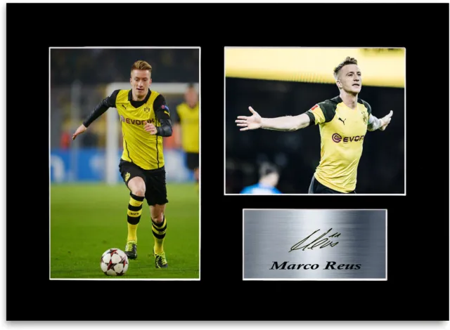Poster di calcio Marco Reus Dortmund A4 firmato foto display montaggio regalo