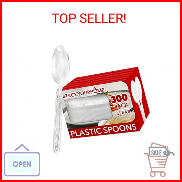 Clear Plastic Spoons, Heavy Duty Disposable Cutlery Bulk, Silverware for Parties