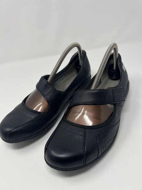 CLARKS LEATHER FLEXLIGHT Indigo Bar Ivory Mary Jane Shoes Size 5