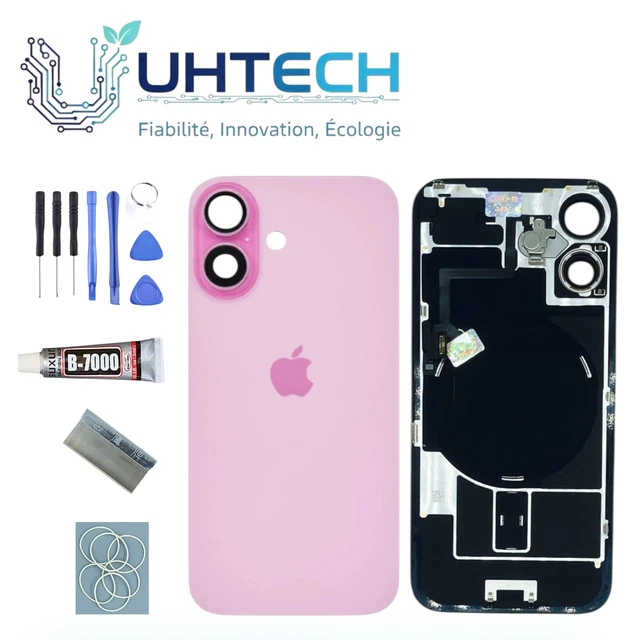 Vitre Arrière Pour IPhone 16 - Couleur Rose, Avec Support Et NFC - Neuf, Marque Globalstock
