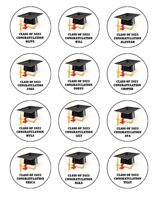 GRADUATION HAT WITH Names Class Of 2023 Cake Topper Cake Decoration 6.