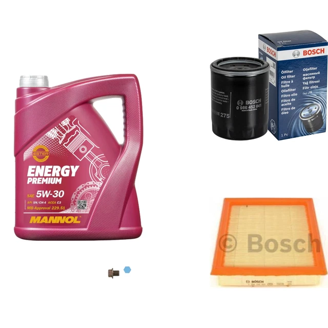 Bosch Pacchetto di Ispezione 5. L mannol Energy Premium 5W-30 per Nissan