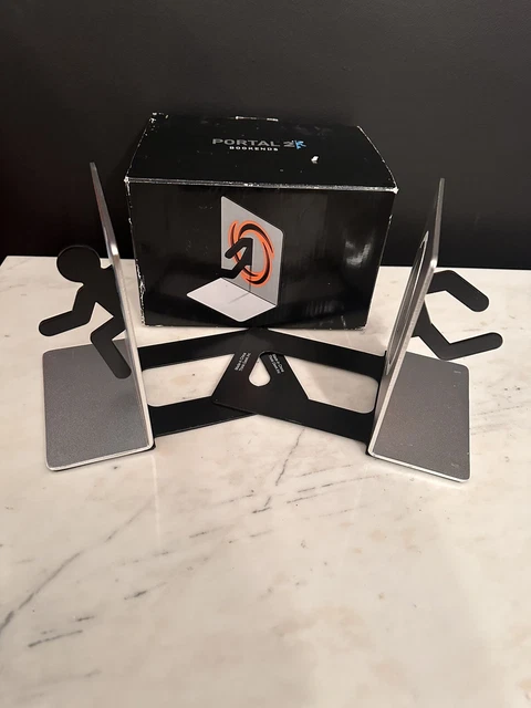 Portal 2 ThinkGeek Rare Video Game Bookends Aluminum Metal Book Ends