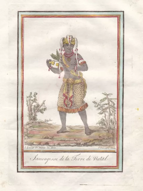 Natal South Africa woman Grasset costumes Kupferstich engraving 1780