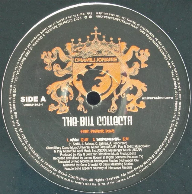 Chamillionaire / Krayzie Bone "The Bill Collecta" 2007 Vinyl 12" Promo *Sealed*