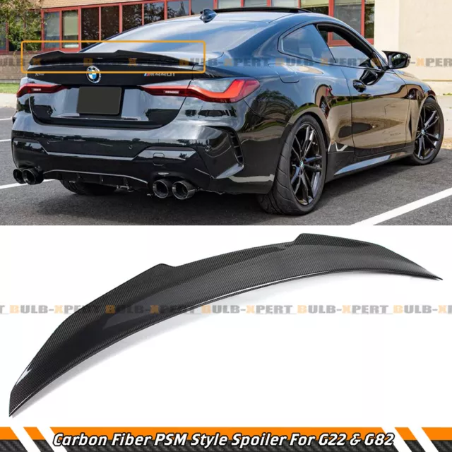 FOR 21-24 BMW G22 4 SERIES 430i G82 M4 PSM STYLE CARBON FIBER TRUNK SPOILER WING