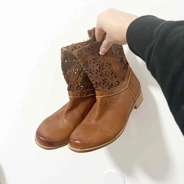 Everybody by BZ Moda Brown Floral Laser Cut Ankle Booties Size 10.5