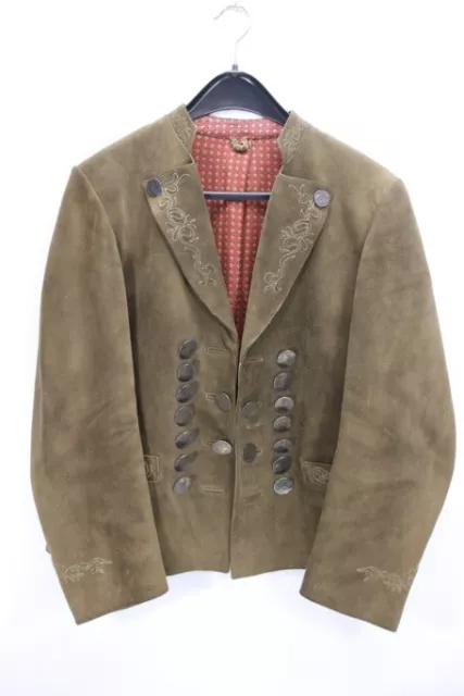 Elegante giacca in pelle tradizionale da uomo Meindl taglia 46-48 con bottoni in vero argento