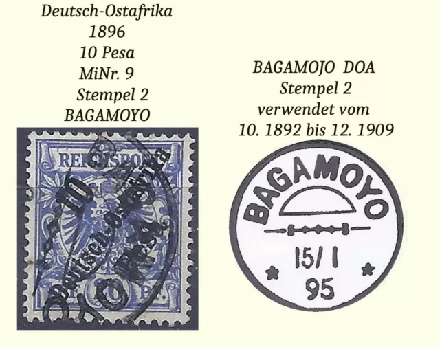 Dt. Kolonien DOA MiNr. 9 Stempel BAGAMOYO