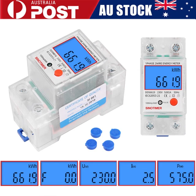 5-80A Single Phase Electronic Energy Meter LCD Digital Display Ammeter DIN Rail