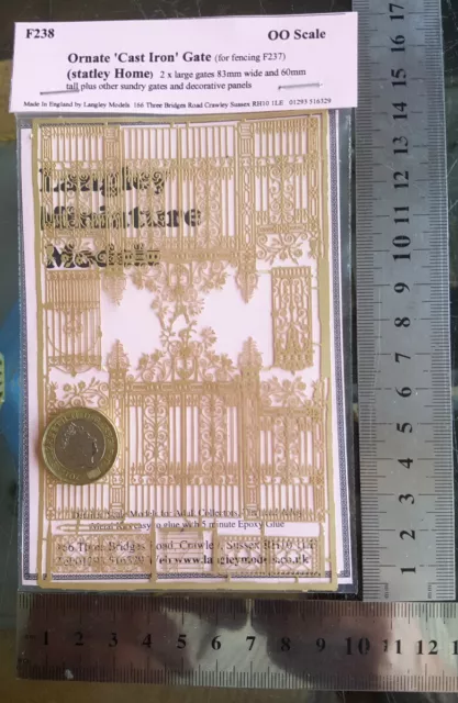 Ornate Cast Iron Gates Stately Home F238 UNPAINTED OO Scale Langley Models Kit