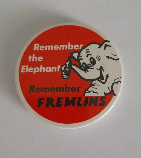 Rare Vintage Fremlins Brewery Remember The Elephant Remember Fremlins Pin Badge