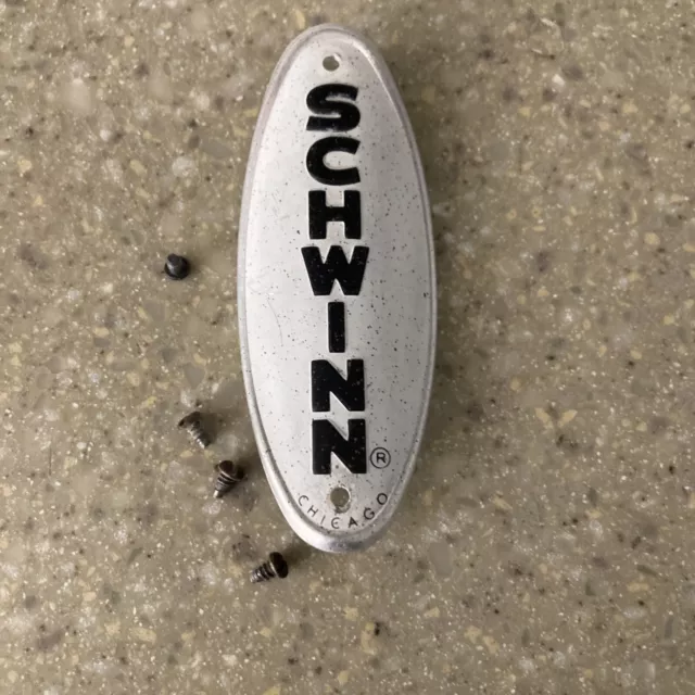 Vintage Schwinn Chicago headbadge w/ 4 screws