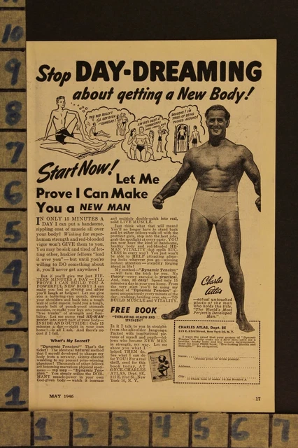 1946 CHARLES ATLAS Bodybuilder Muscle Fitness Cure Health Vintage Ad ...