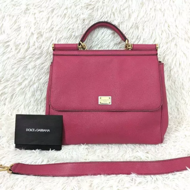 Dolce & Gabbana Sicily 2-Way Bright Pink Leather Shoulder Handbag - Pre-Owned