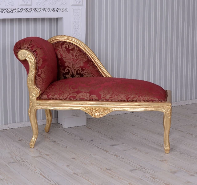 Chaise Longue Baroque Palazzo - Style Château De Versailles - Or Et Noir - En Bois - Exclusivité